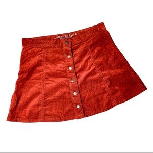 American Eagle Orange Button Down Denim Skirt 12